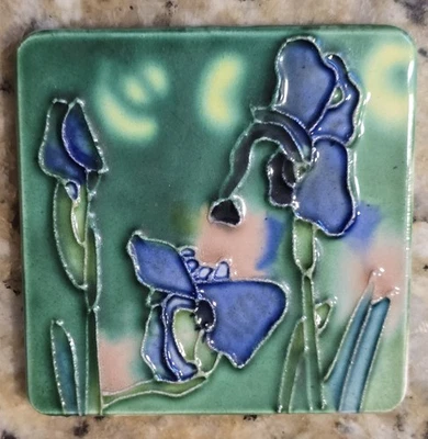 23/8" Colección Art Deco Armario Nevera Imán Art Nouveau Azul Flores Floral Foto 1 de 4