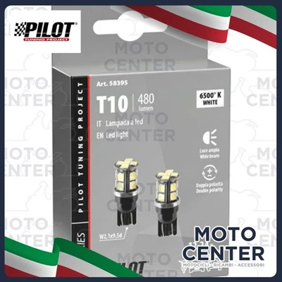 COPPIA LAMPADE PILOT BIANCHE 9-30V LED SERIES - 15 LED SMD - (T10) - W2,1X9,5D D - Immagine 1 di 3