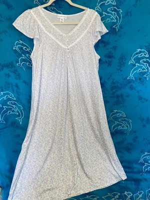 Vestido longo Miss Elaine mistura de algodão romântico roxo rosa paisley M - Imagem 1 de 4