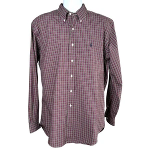 Camisa De Colección Ralph Lauren Calce Clásico A Cuadros Abotonada Roja Verde Talla Grande - Imagen 1 de 7