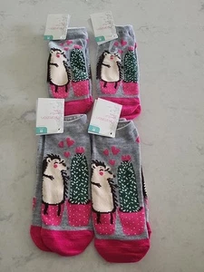 Xhilaration Women's Low-Cut Socks 4 Pairs Shoe Size 4-10 Porcupines Pink Gray - Picture 1 of 5