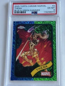 2025 Topps Chrome Marvel #2 THENA Blue & Green Shimmer /199 PSA 6 - Picture 1 of 3