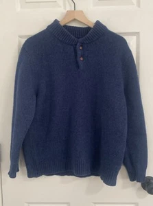LL Bean Herren Classic Rag Wollpullover Henley Classic Style Blau Gr. XL - Bild 1 von 8