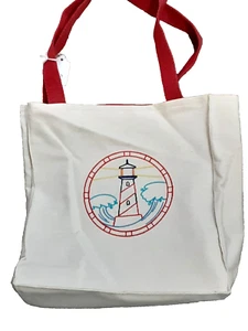 Nuevo Bolso Bordado Hecho a Mano Faro Costero Lona 10X11X5 - Imagen 1 de 3