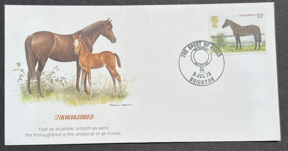 THOROUGHBRED HORSE GB #842 JUL 5 1978 BRIGHTON GB FIRST DAY COVER (FDC) BX3-1 - Image 1 of 1