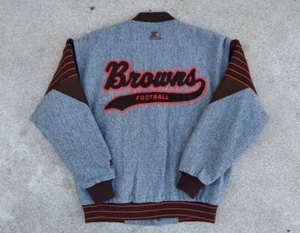 Vintage Wool Cleveland Browns Script Starter Jacket Size Large - Picture 1 of 10