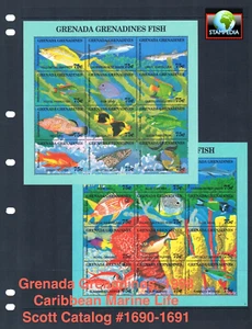 1/3 off $24.00 Scott Value - 1994 GRENADA GREN Fish 2 sheets CV MNH NH UMM - Picture 1 of 4