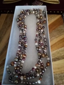 Pearls Freshwater Cultured Multi Colour 76" Long Honara - Picture 1 of 14