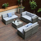 YITAHOME 7PCS Patio Conversation Set Outdoor Rattan Wicker Sofa Furniture Garden