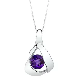 Collana con ciondolo cesellato in argento sterling ametista 0,75 carati - Foto 1 di 4