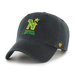 Minnesota North Stars Black Logo '47 Clean Up Adjustable Hat - Picture 1 of 1