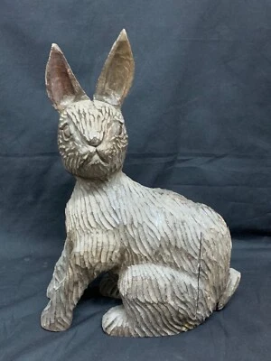 CARVED WOOD RABBIT PAPER MACHE MOLD - Image 1 of 4