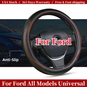 For Ford Leather Universal Steering Wheel Cover Anti-slip Car Accessories 15" - Picture 1 of 13