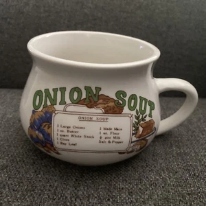 Soup Stoneware Bowl Mug Crock Cup Onion Soup With Recipe - Picture 1 of 5