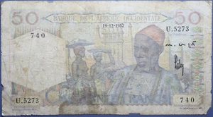 50 FRANCS 19/12/1952 WEST AFRICA - Picture 1 of 2