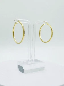 14k Yellow Gold Fancy Hoop with Box (From Italy) G-5228 - Picture 1 of 7