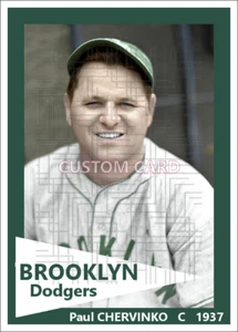 Paul Chervinko - 1937 Brooklyn Dodgers - 2.5 x 3.5 custom card (blank back) - Picture 1 of 1