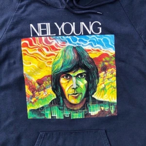 Neil Young 1968 Album Cover Dark Blue Hoodie - Size Mens Large - Picture 1 of 9