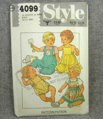 Estilo 4099 Bebé Bebé Vestido Babero Pantalones Mameluco Delantal Talla 12 Meses Sin Cortar Foto 1 de 4