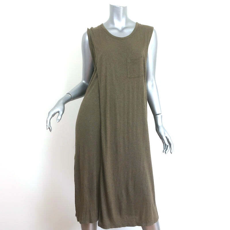 Vestido T by Alexander Wang Superpuesto Oliva Jersey Talla Grande Sin Mangas Midi Foto 1 de 4