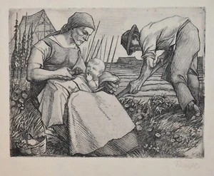 Artista alemán listado, Rudolf Schiestl grabado original firmado 1922 raro - Imagen 1 de 6