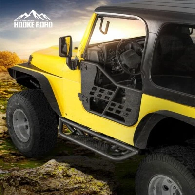 PAR DE PELDAÑOS LATERALES TUBULARES DE ACERO CON RECORTE DESDE 1941 PARA JEEP WRANGLER TJ 1997-2006 Foto 1 de 4