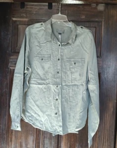 New Universal Thread Goods Womens Button-Down Shirt Long Sleeve Olive Green LG - Picture 1 of 6