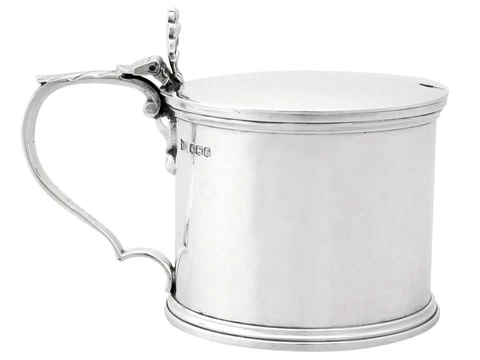 Antique Sterling Silver Mustard Pot, George V Cover
