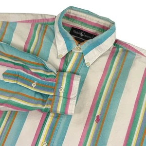 Ralph Lauren Vintage Pastell Streifen Oxford Button Down Hemd Baumwolle Pony Large - Bild 1 von 12