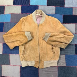 Vintage 50er Penneys Wildleder Leder Bomber Jacke Rockabilly Conmar Zip Gr. M - Bild 1 von 6