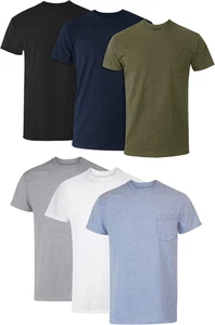 Men'S Pocket Undershirt Pack, Cotton Crew Neck T-Shirt, Moisture Wicking Tee - Picture 1 of 14