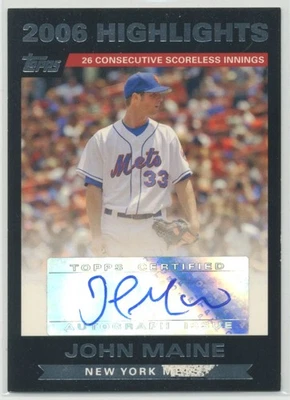 约翰·缅因 2007 年 Topps 2006 Highlights 签名亲笔签名 #HAJM 纽约大都会队 — 第 1/2 张图片