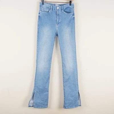 Pantalones de mezclilla con dobladillo dividido azul Danbury lavado claro mini bota súper alta talla 28 Foto 1 de 4