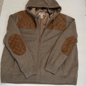 Duluth Trading 100 % Shetlandwolle Kapuze braun Jacke Pullover gefüttert Ellenbogen 3XL - Bild 1 von 7