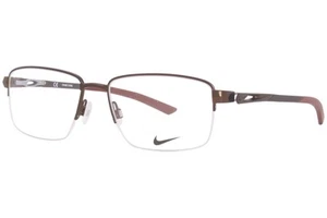 Nike 8141 212 montatura occhiali da vista uomo noce satinato semi bordo forma rettangolare 55mm - Foto 1 di 5