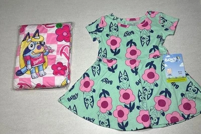 Nuevo con etiquetas Vestido Azul 18m + Doble Capa Seda Leche/Manta Minky Dot - Azul + Barbie Foto 1 de 4