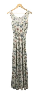 United цвета Benetton шифоновое цветочный плавающий пляж макси платье XS 6 8 слоновой кости - Изображение 1 из 4