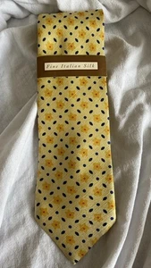 Vintage Tie | St Michael - Marks & Spencer | 100% Silk | Floral Yellow | Teflon - Picture 1 of 10