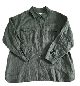 J.Jill Pure Linen Gr. 1X Olivgrün Leinen Tunika Shirt Ls - Bild 1 von 3