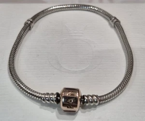 Bracciale Pandora Momenti Catena Serpente Chiusura Placcata Oro Rosa 19,5 cm Con Scatola - Foto 1 di 5