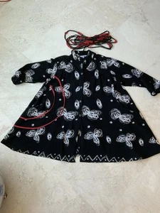 Lotus Baumwolle ausgestellt schwarz, weiß mit roten Akzenten Damen Tunika 1X Boho Style - Bild 1 von 10