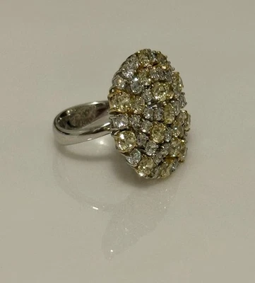 Anel folheado a ródio prata esterlina zircão amarelo natural branco/extravagante tamanho 6,5 - Imagem 1 de 4