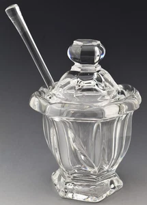4 1/2" Baccarat Crystal Condiment / Jam Jar with Spoon JR5 - Picture 1 of 5