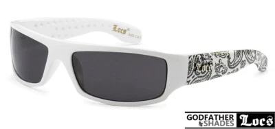 Locs 9003 White Black BANDANA Sunglasses | Gangster Cholo Designer Men's Shades - Image 1 of 2