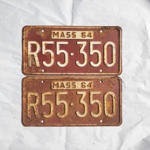 1964 Massachusetts Nummernschild Paar R55-350 Patina MA RMV YOM - Bild 1 von 1