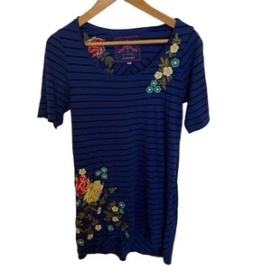 Johnny Was Embroidered Striped Lagenlook Dress Tunic Artsy S Small Y2K - Picture 1 of 9