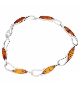 Pulsera ámbar marquesa piedras preciosas coñac plata de ley 925 - Imagen 1 de 2