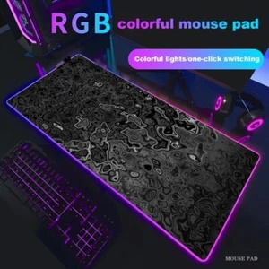 RGB Mauspad XXL Grau80x30cm Textur LED Licht Gaming Schreibtischunterlage PC - Bild 1 von 3