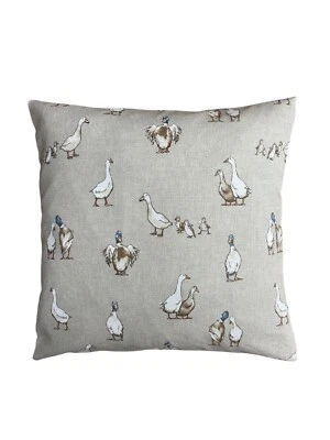 Shabby Ducks Linen Zipped Cushion/Scatter Cover 16" 18" 20" 22" 24" - Image 1 of 3