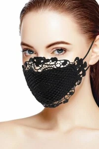 Máscara facial de encaje cubierta facial reutilizable poliéster - Imagen 1 de 6